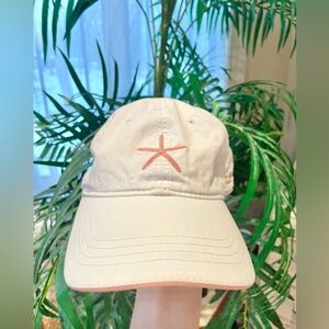 Coastal Starfish Embroidered Cap coral & white 100% cotton Anna Maria Island